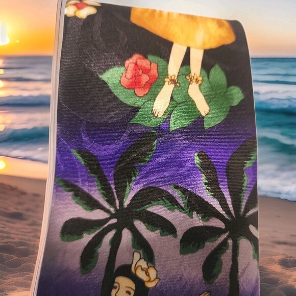 Steven Harris Mens Hula Dancer Hawaii Palm Tree Sunset Beach Tie Hand Made - Picture 6 of 14